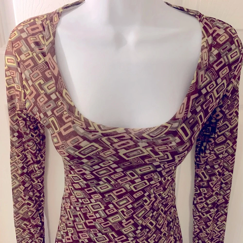 NWT Fun & Sexy Form Fitting Geometric Mesh Top - S - Picture 2 of 4